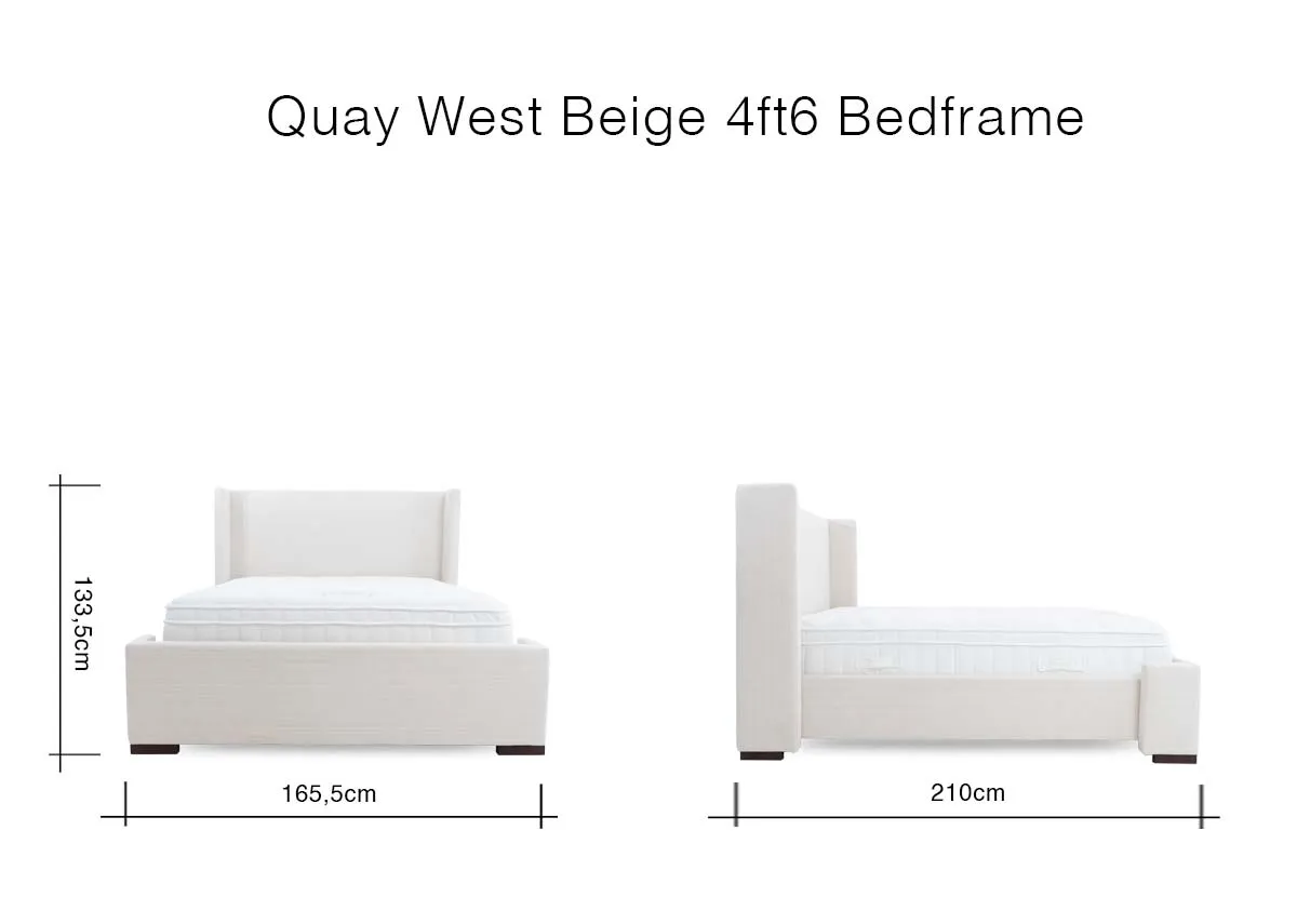 A dimension image of the Quay West Bed with 165.5cm x 210cm x 133.5cm