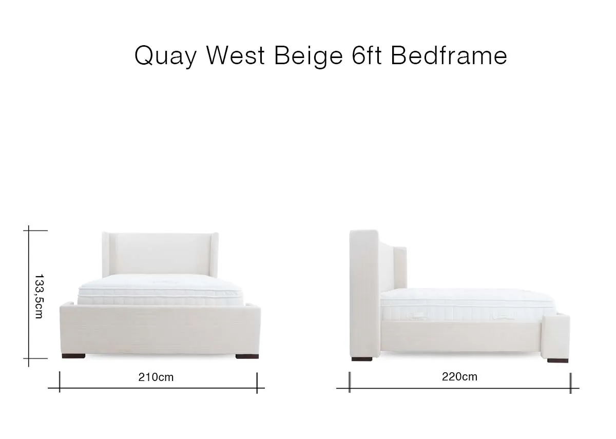 A dimension image of the Quay West Beige 6ft with 210cm x 220cm x 135.5cm