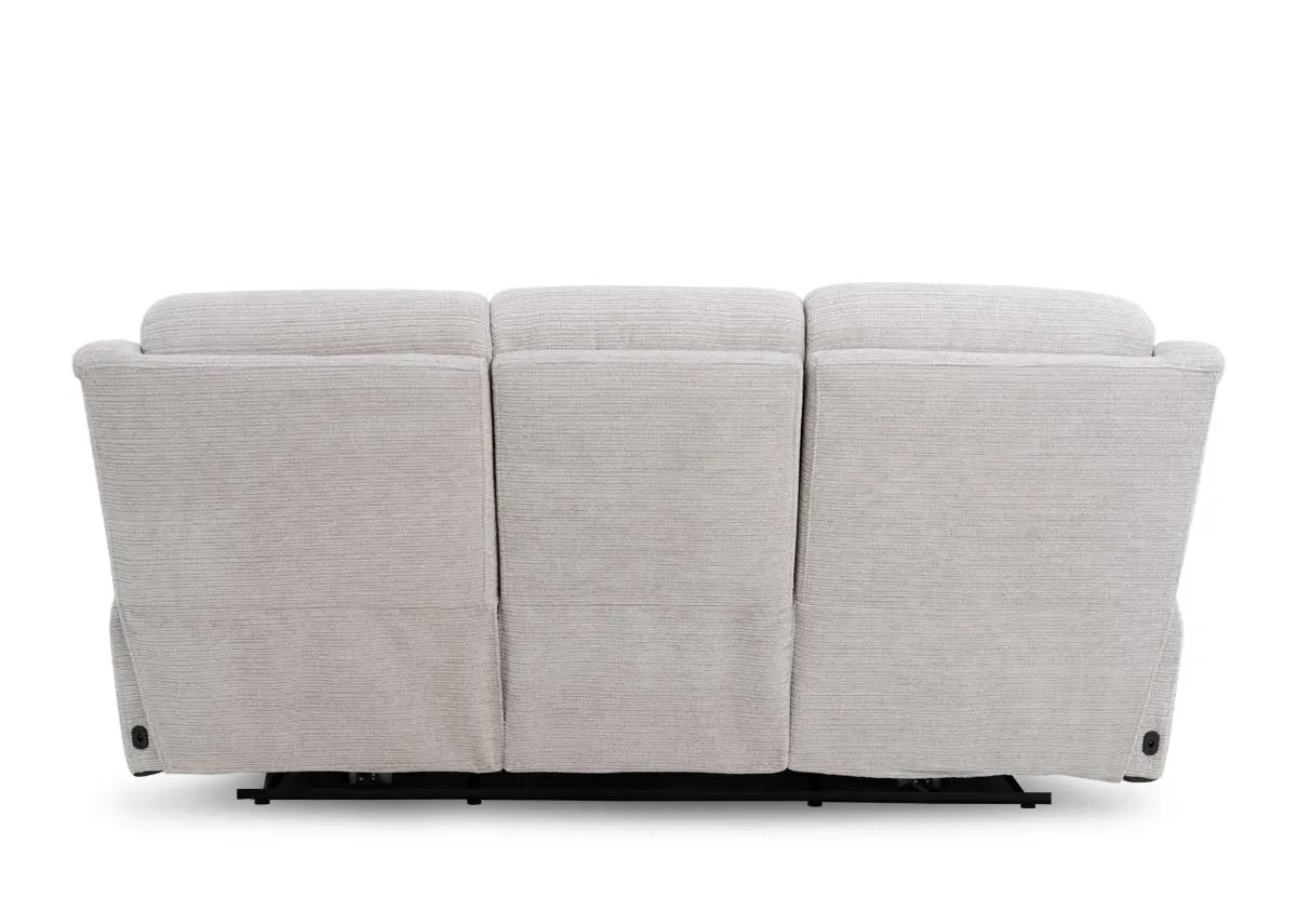 A silver fabric 3 seater from EZ Livings Embrace range. Back view