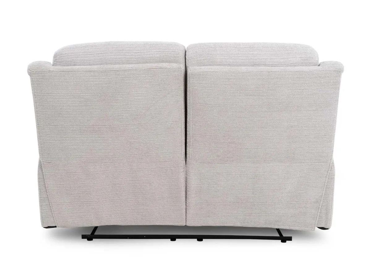A silver fabric 2 seater from EZ Livings Embrace range.Back view