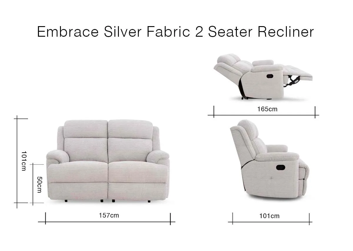A dimension image of the 2 Seater sofa with 167cm W x 101-165cm D x 101cm H