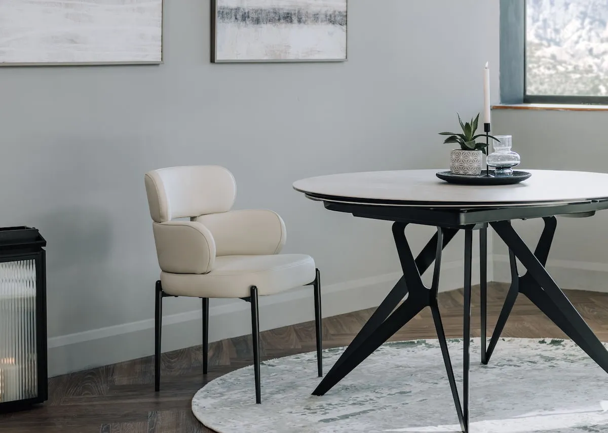 Off White Leather Dining Chair - Fusion