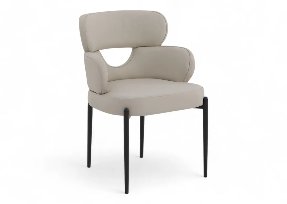 Off White Leather Dining Chair - Fusion