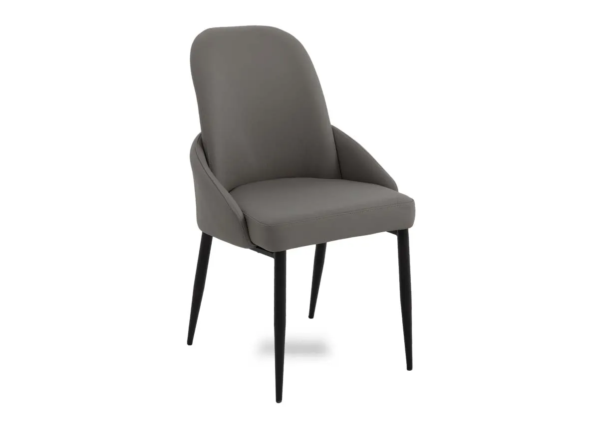Grey Leather Dining Chair - Tempo