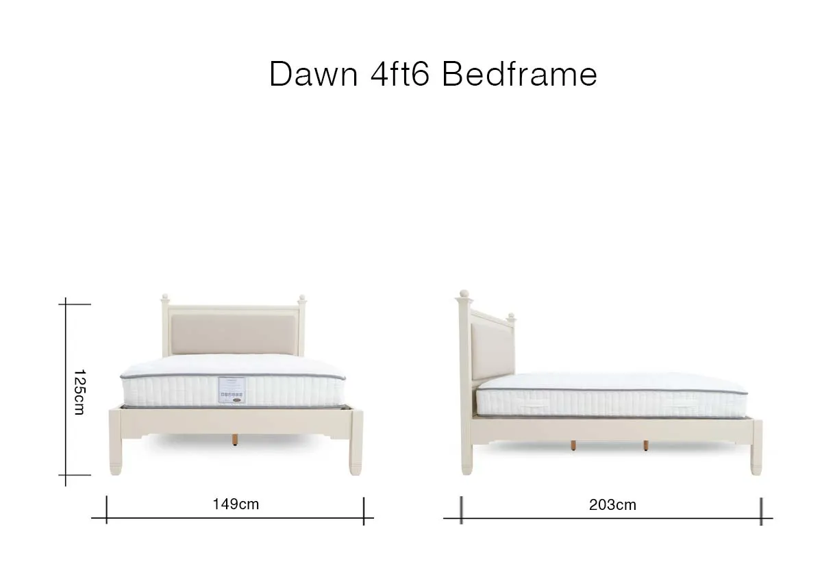 A dimension image of the Dawn 4ft6 Bedframe with 149cm x 203cm x 125cm
