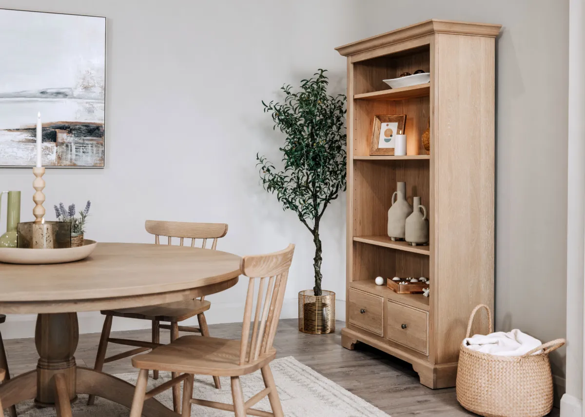 2 Drawer Oak Bookcase - Dawn