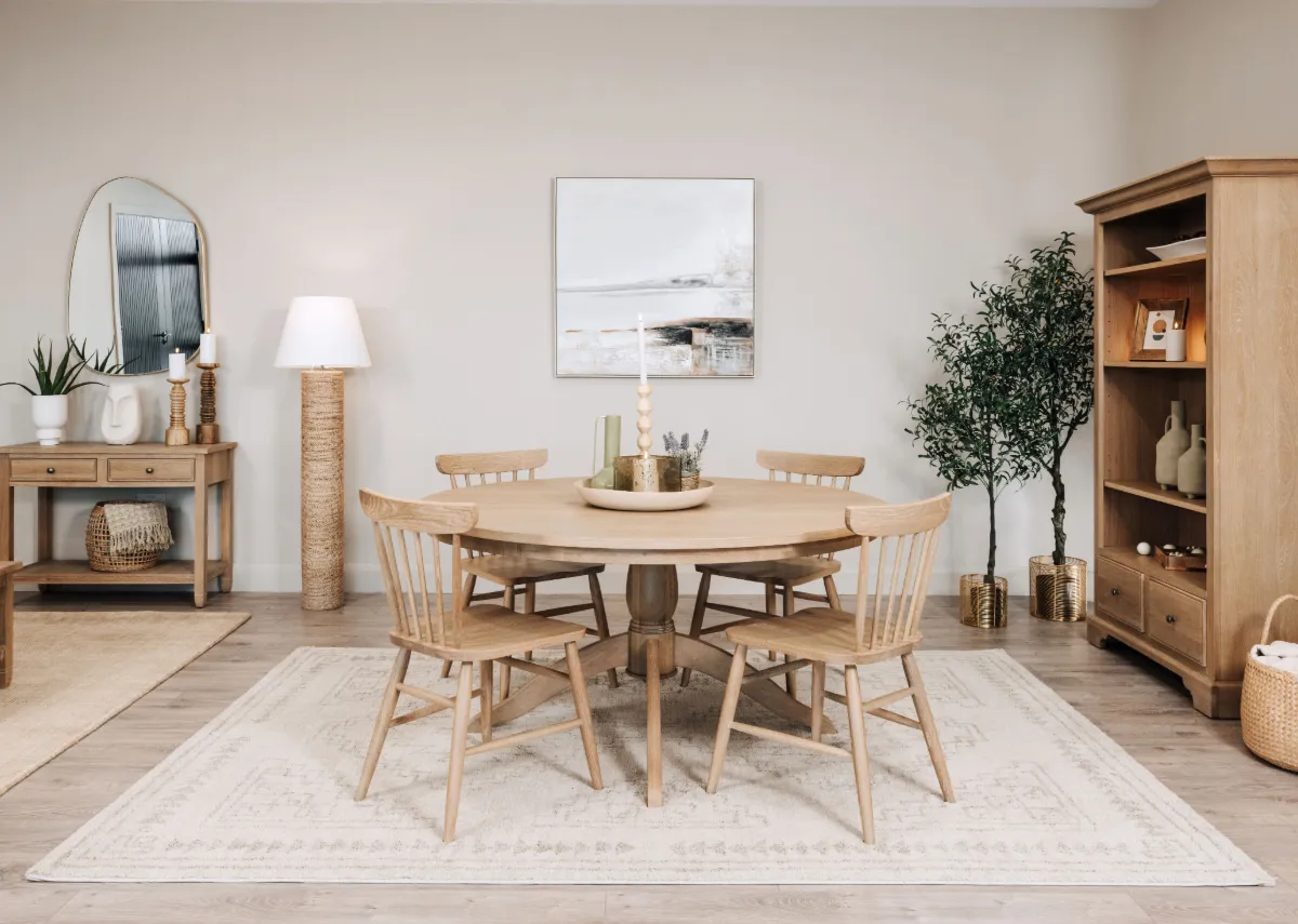 150cm Oak Round Dining Table - Dawn