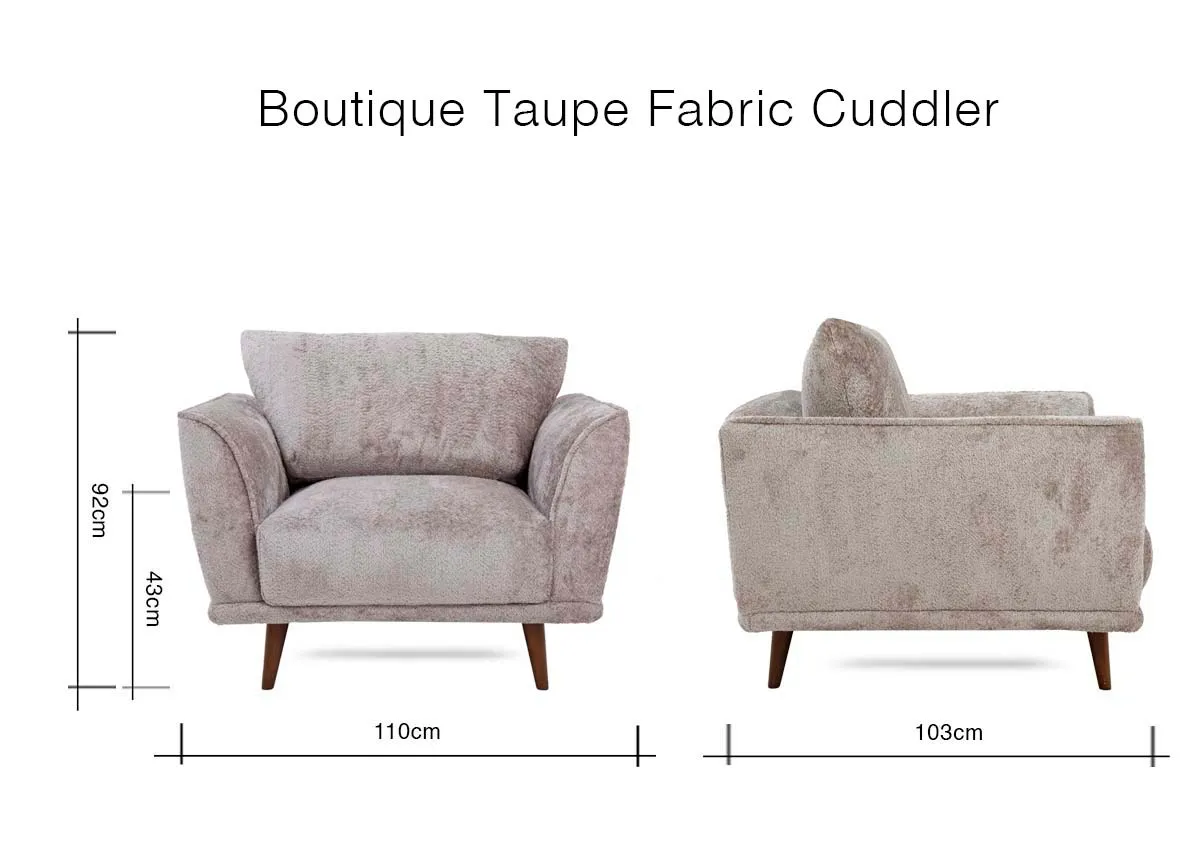 A dimension image of the Boutique cuddler with 110cm x 103cm x 92cm