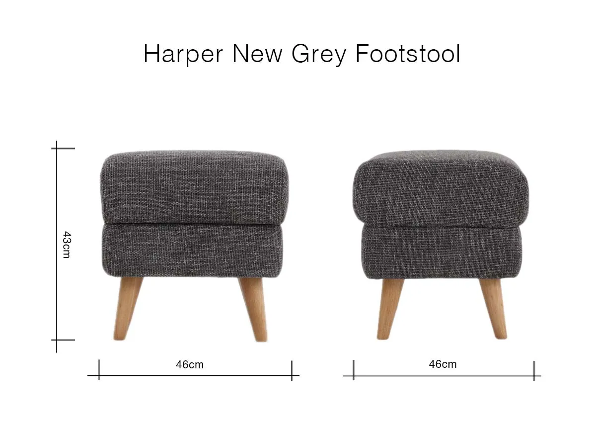 A dimension image of the Harper footstool with 46cm x 46cm x 42cm