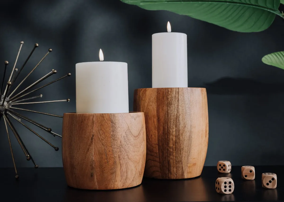 A lifestyle image of the Amelia candle holders with LED candles from EZ Living Furniture!
