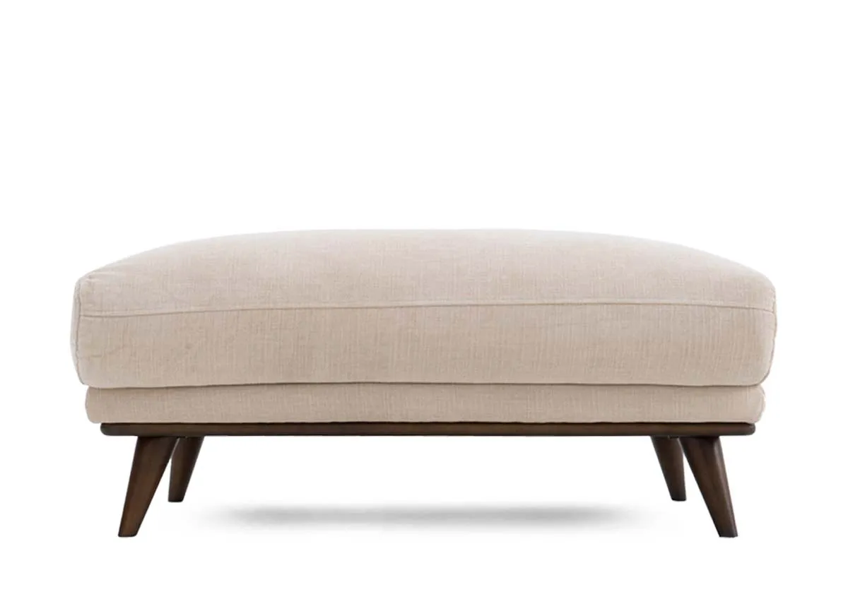 A cream large footstool from EZ Livings Pippa Range. Front view of plump seat cushion