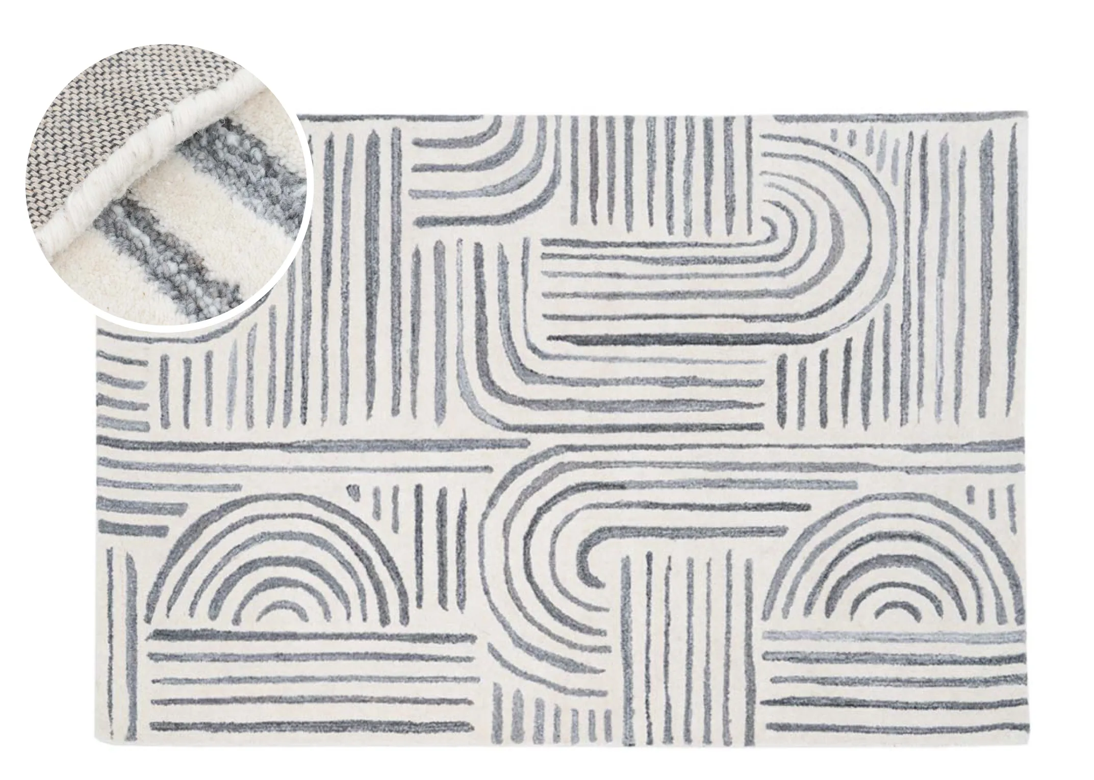 Ivory Grey 200cm x 290cm Large Rug - Orlando