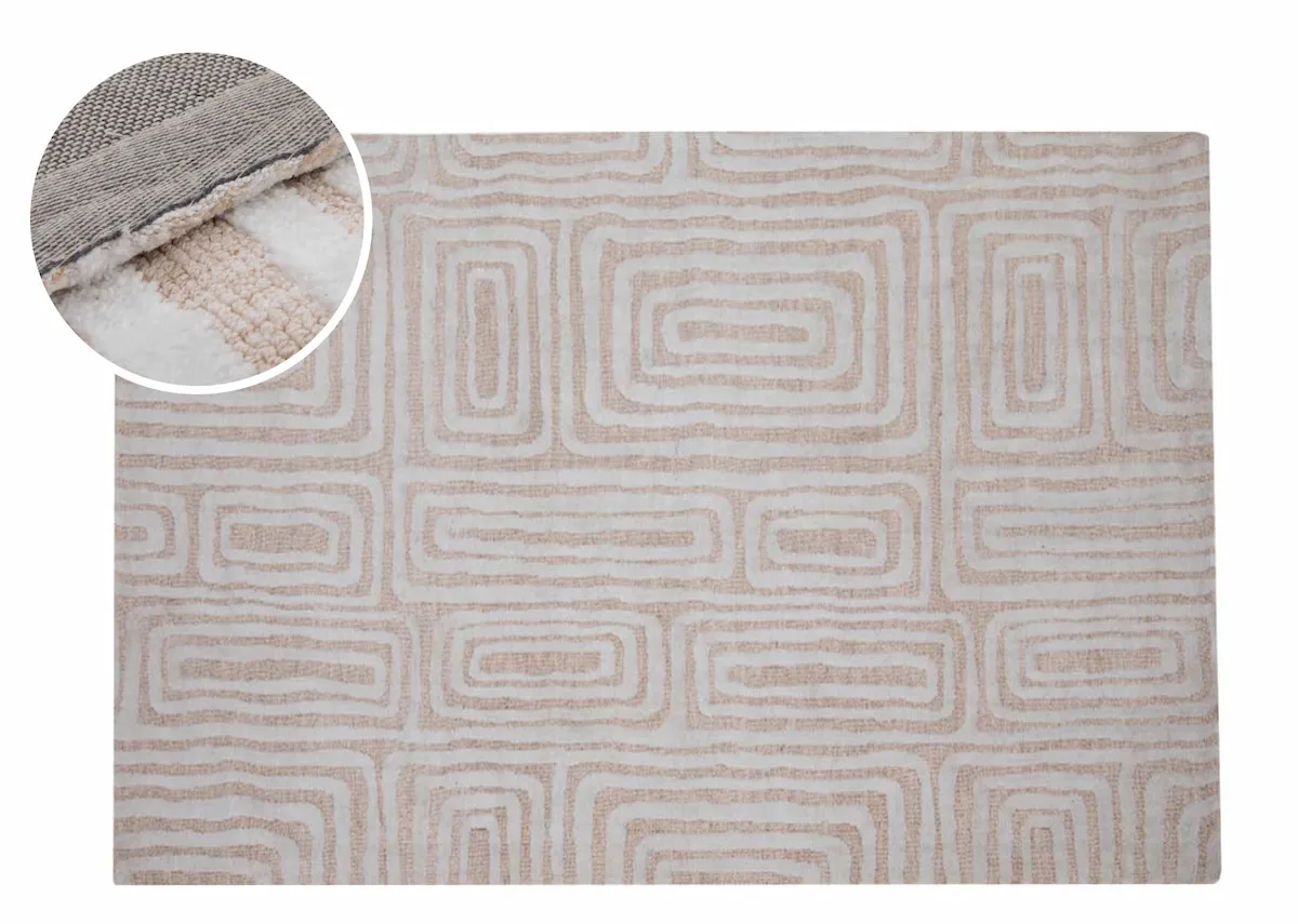 Sand & White 120cm x 170cm Small Rug - Omaha
