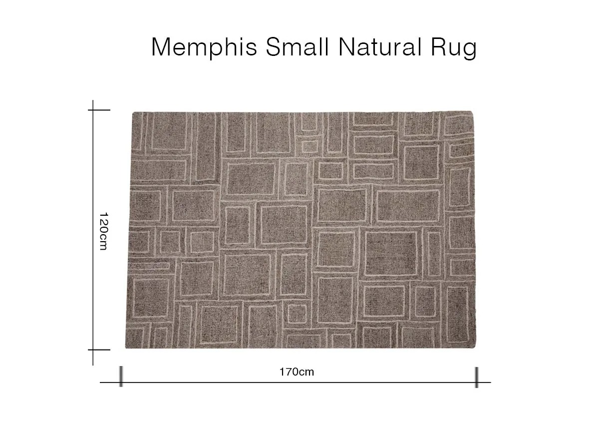 A dimension image of the Memphis Natural Rug with 170cm x 120cm
