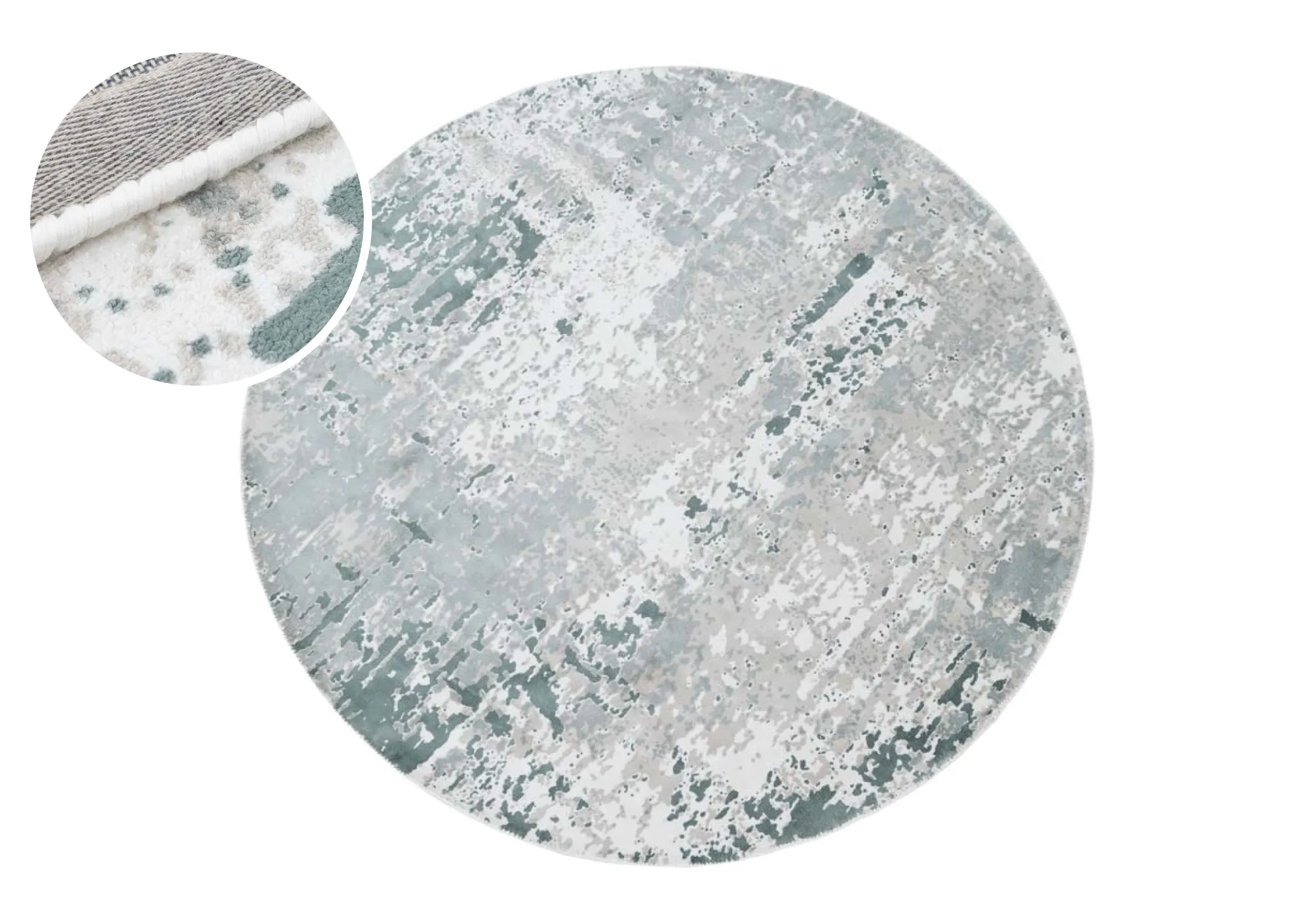 Silver Green 200cm Round Rug - Modesto