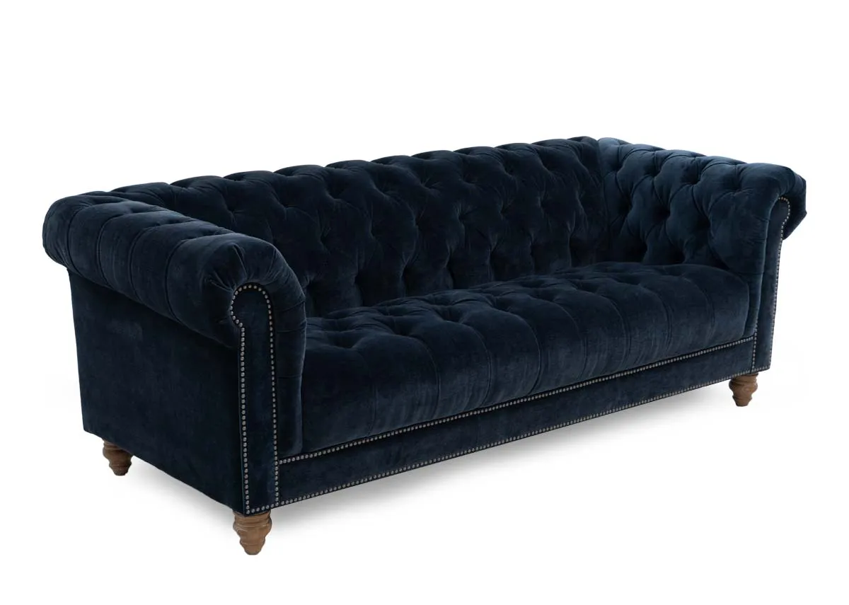 3.5 Seater Blue Fabric Sofa - Adare