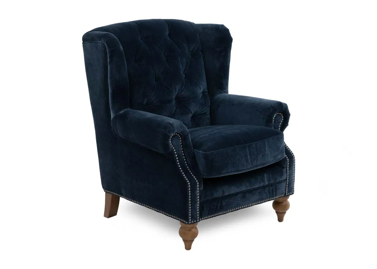 Blue Fabric Wing Chair - Adare