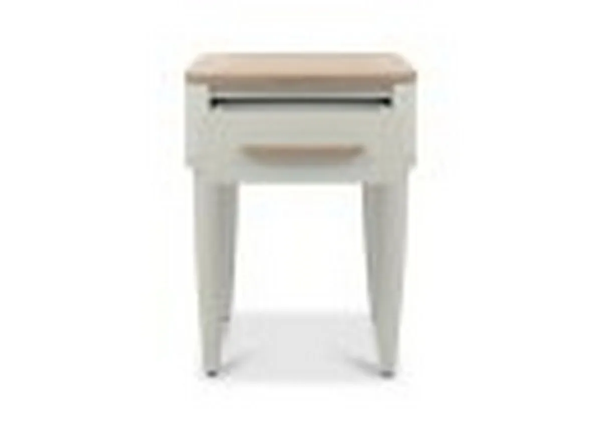 A grey and oak lamp table from EZ Livings Larsen range.