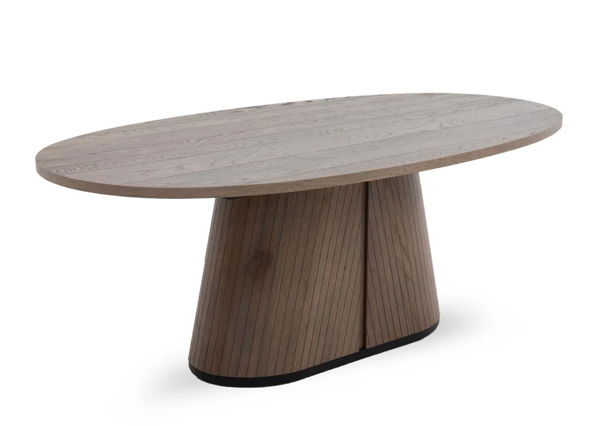 200cm Grey Oak Oval Dining Table - Vega