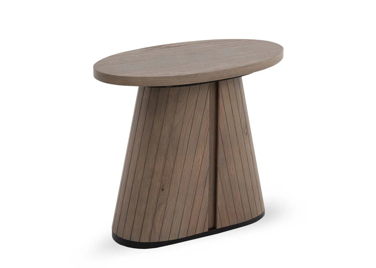 Grey Oak Oval Lamp Table - Vega