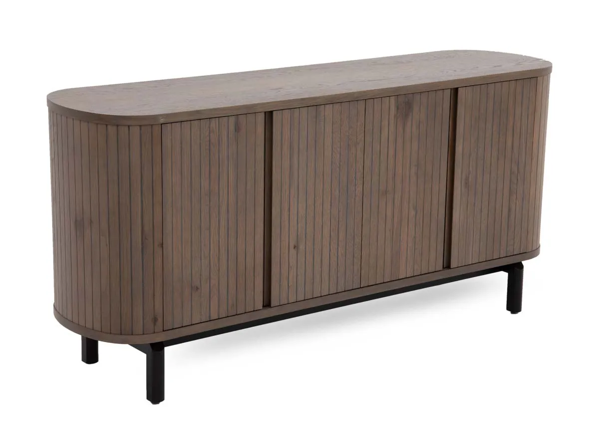 4 Door 2 Drawer Grey Oak Wide Sideboard - Vega