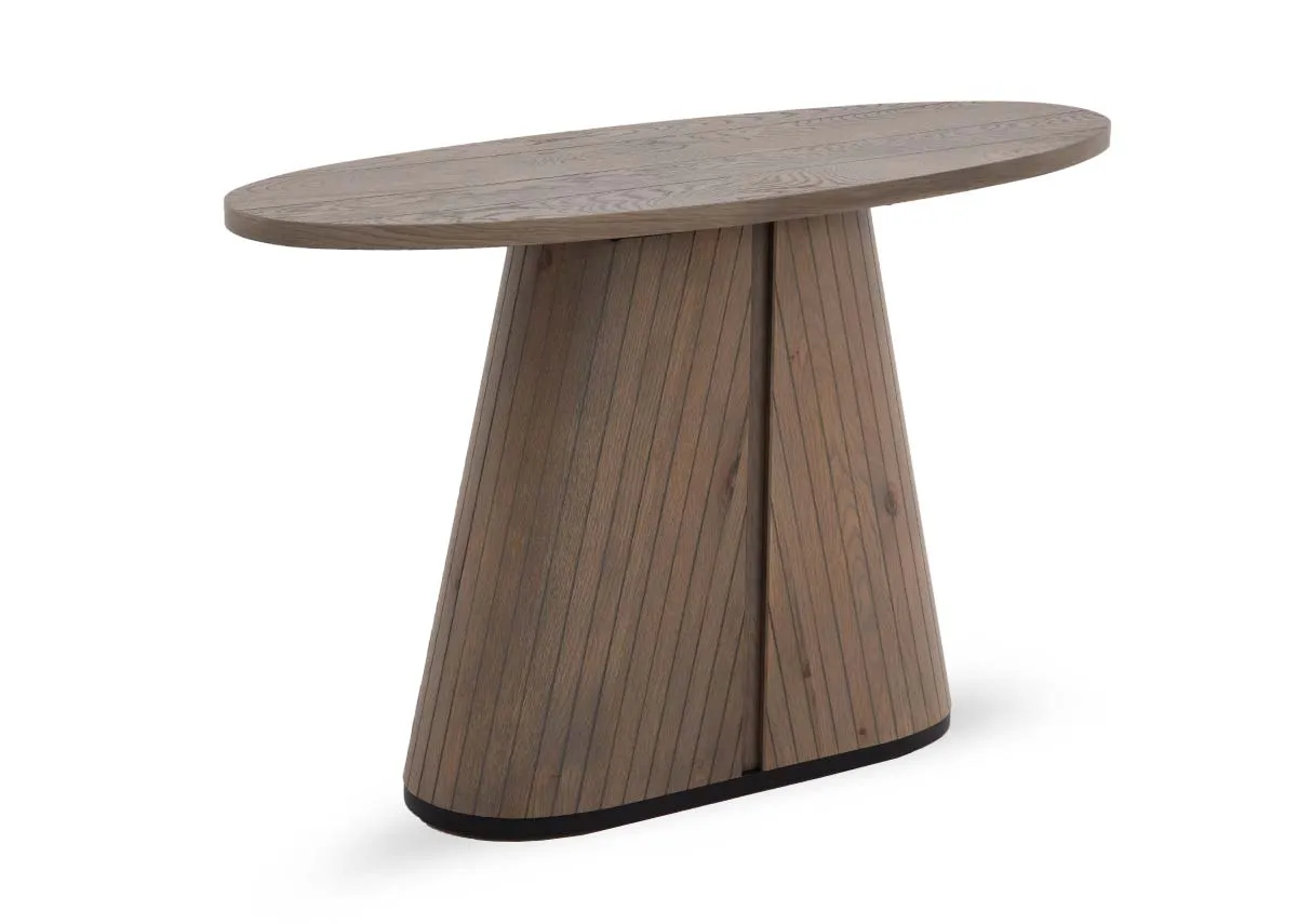 Grey Oak Oval Console Table - Vega