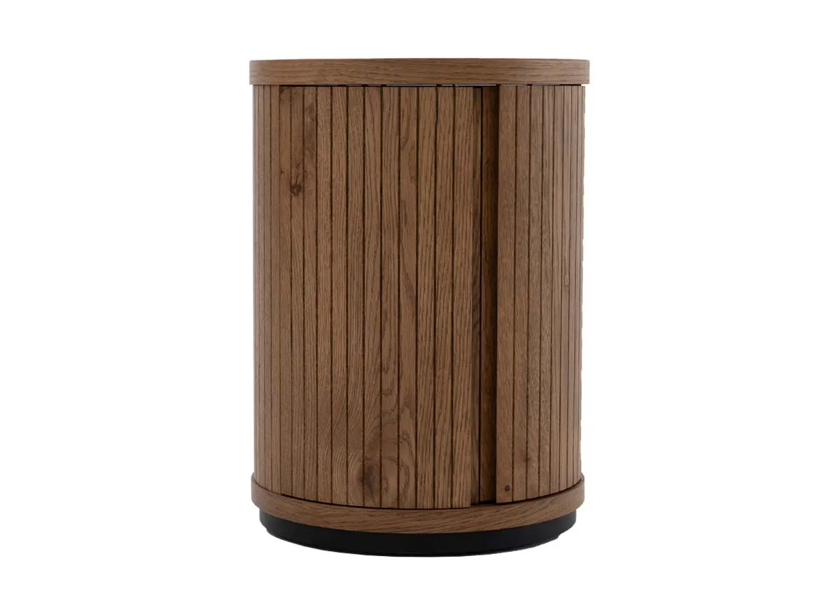 Round Rustic Oak Lamp Table - Vega