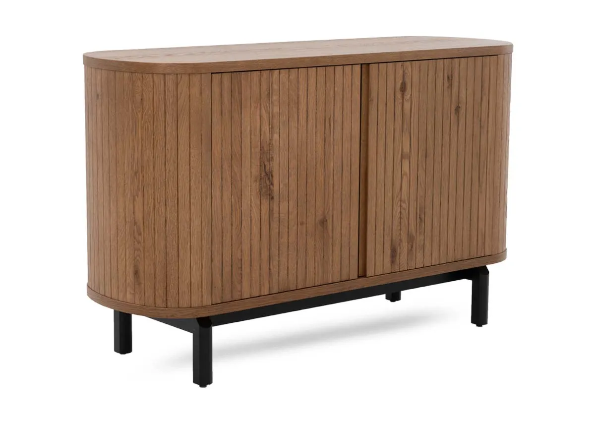 2 Door Rustic Oak Narrow Sideboard - Vega