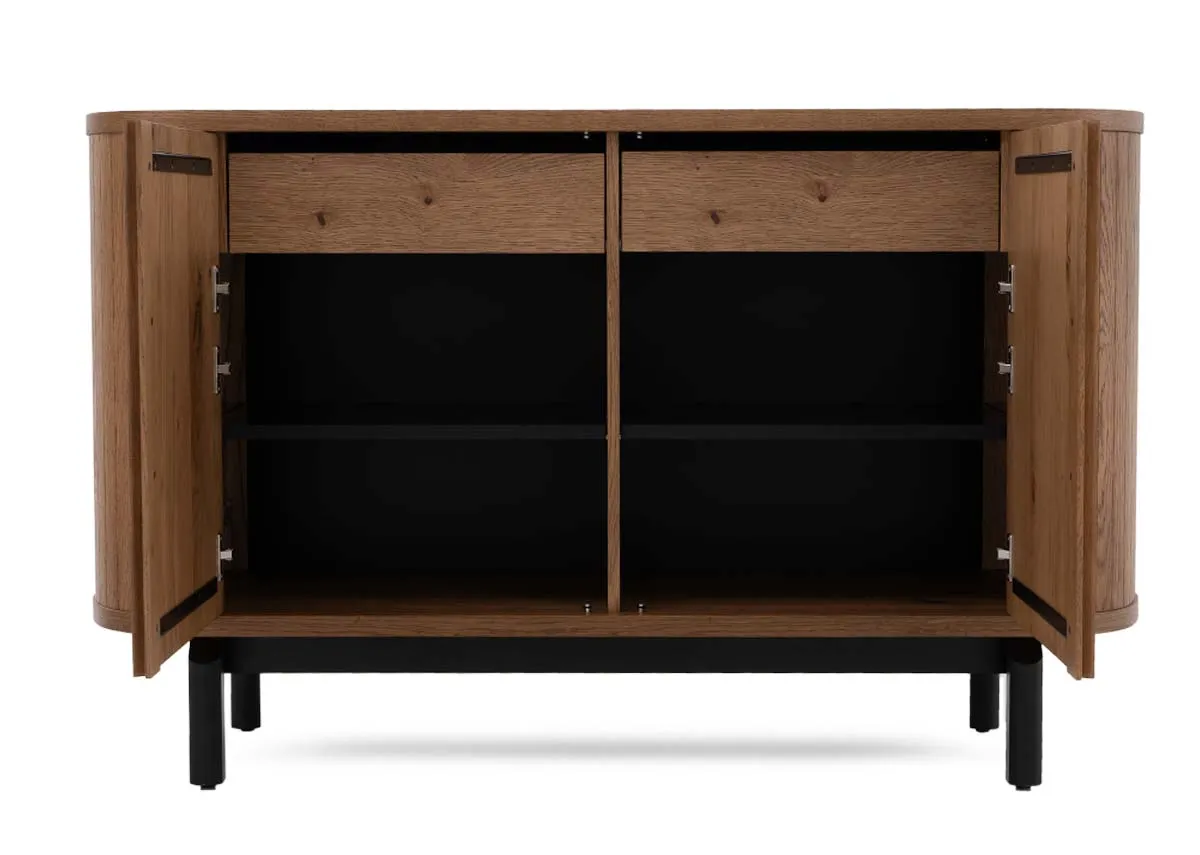 A rustic oak 2 door sideboard from EZ Livings Vega range. Side view