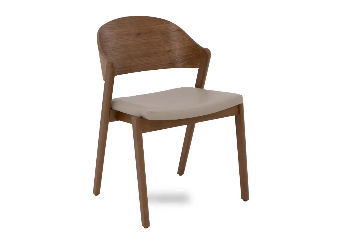 Rustic Oak Dining Chair with Leather Seat - Vega