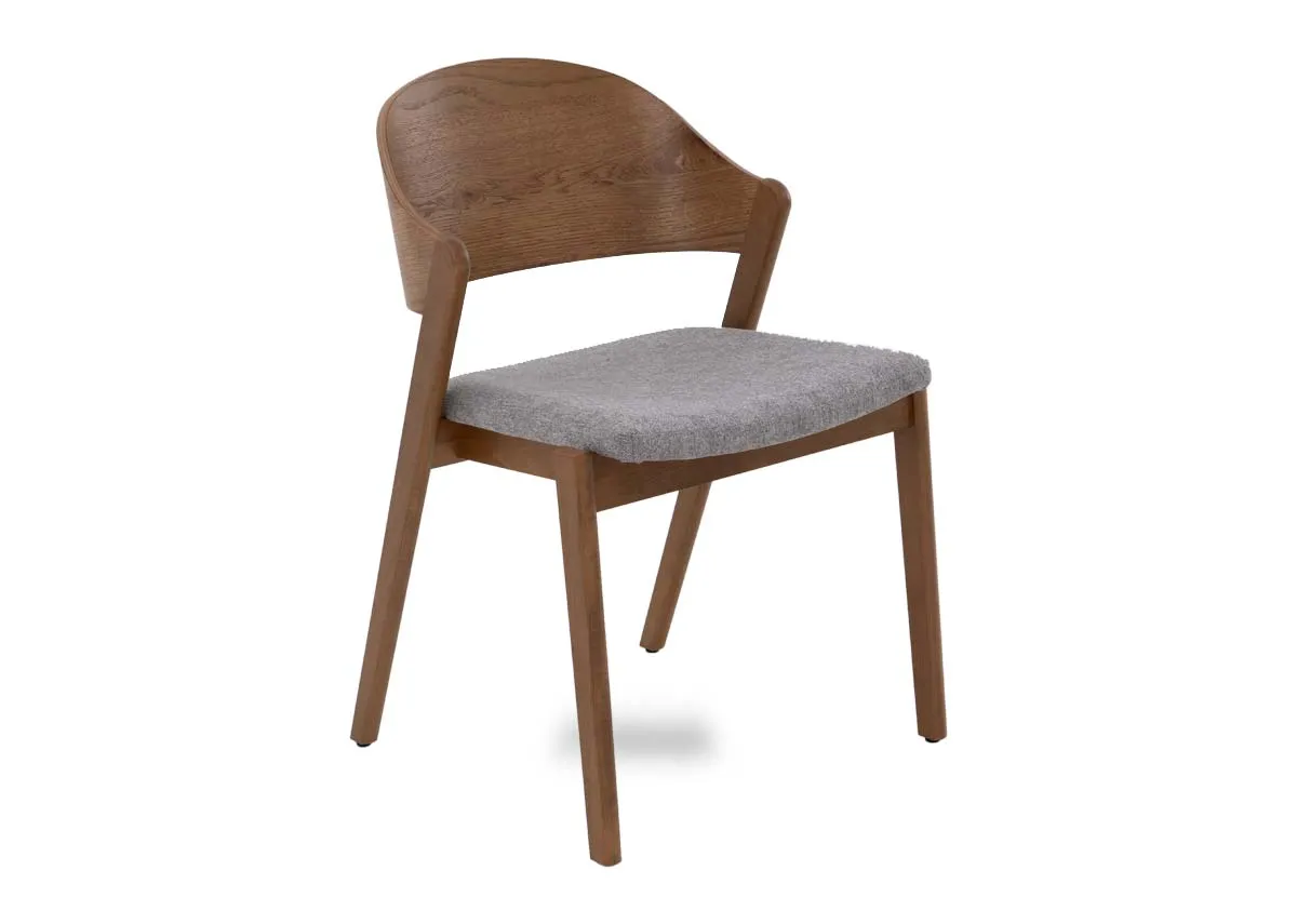 Rustic Oak Dining Chair with Fabric Seat - Vega