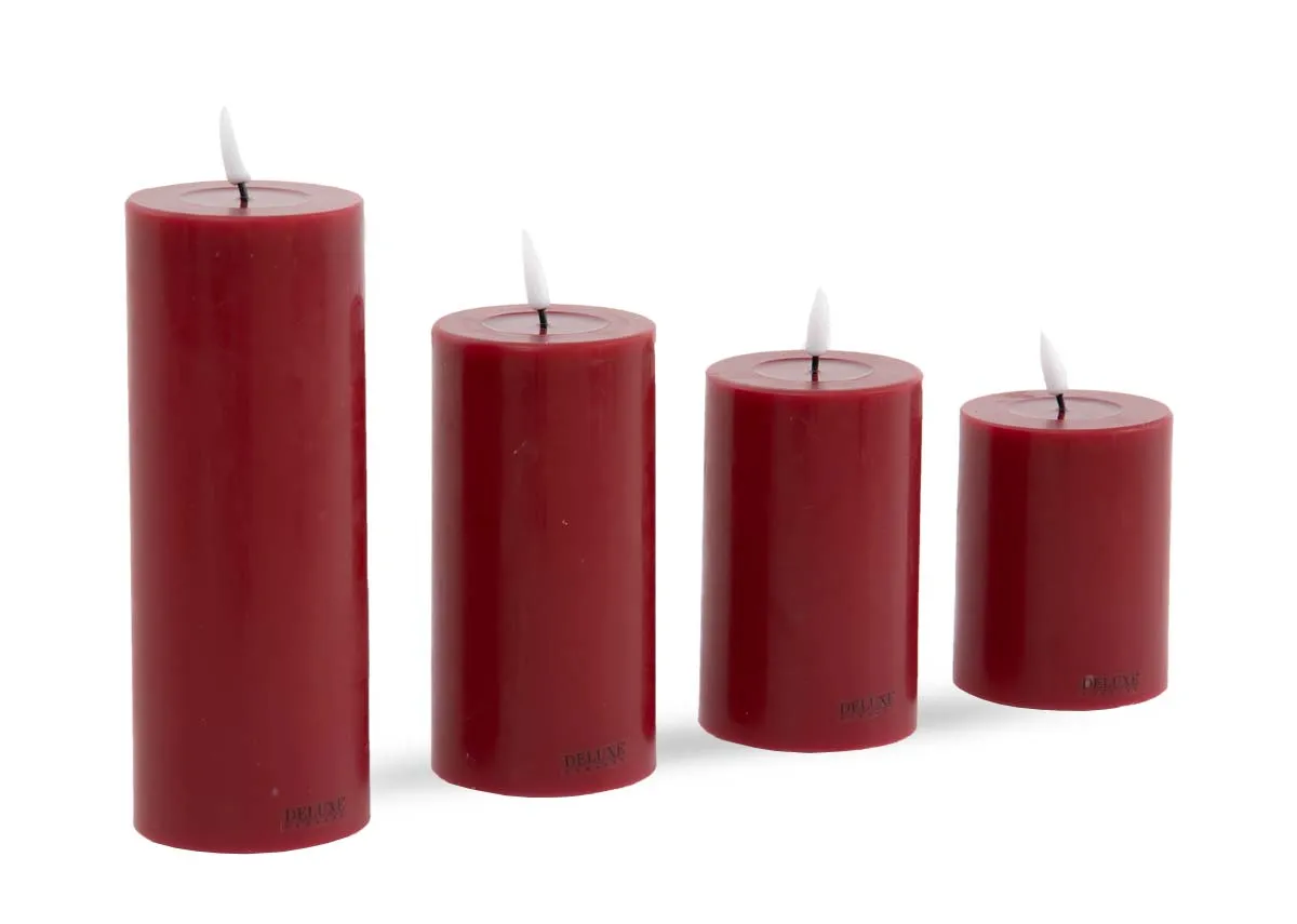 Giftbox of 4 Red LED Candles - Deluxe