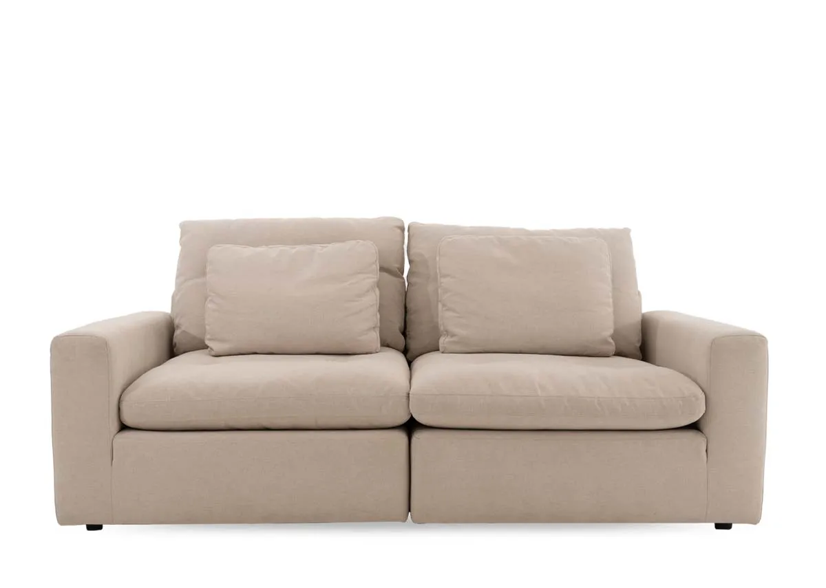 A 2 seater light grey sofa from EZ Livings Cozy range. Back view