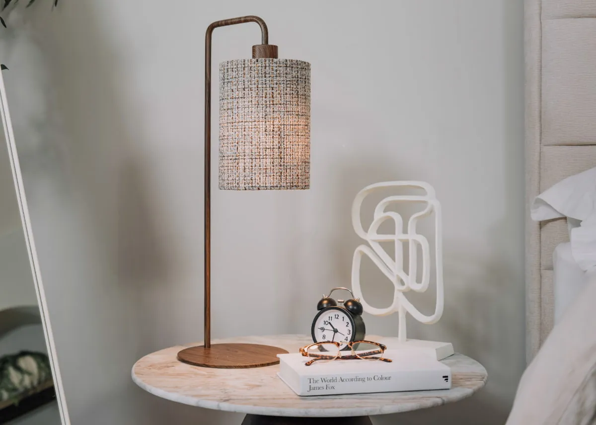 Wood Table Lamp with Safira Shade - Elodie