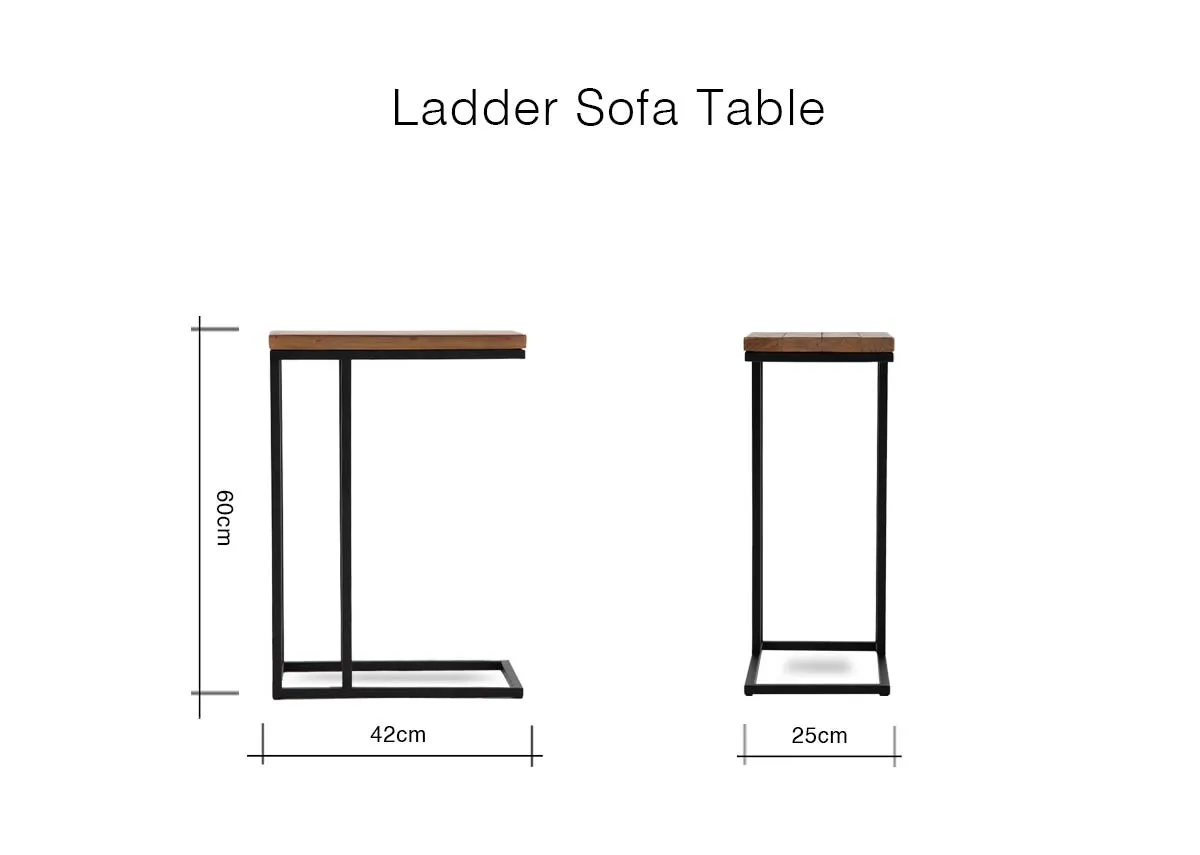 A dimension image of the Ladder sofa table with 42cm x 60cm