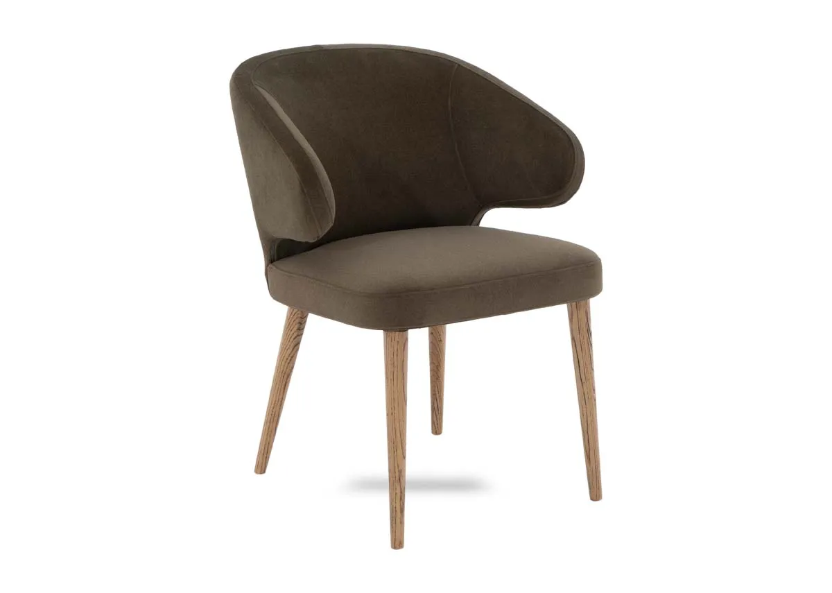 Green Fabric Dining Chair with Oak leg - Victor