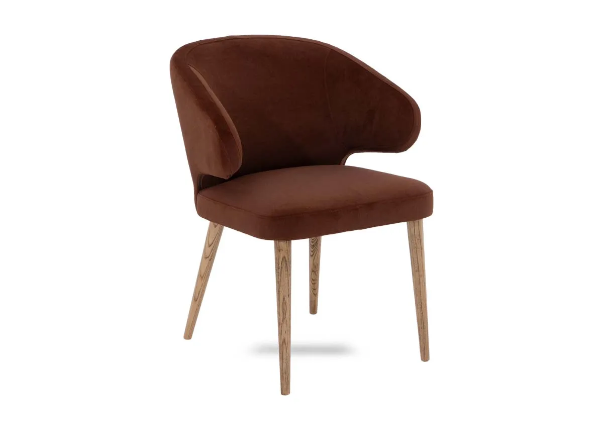 Bronze Fabric Dining Chair with Oak leg - Victor