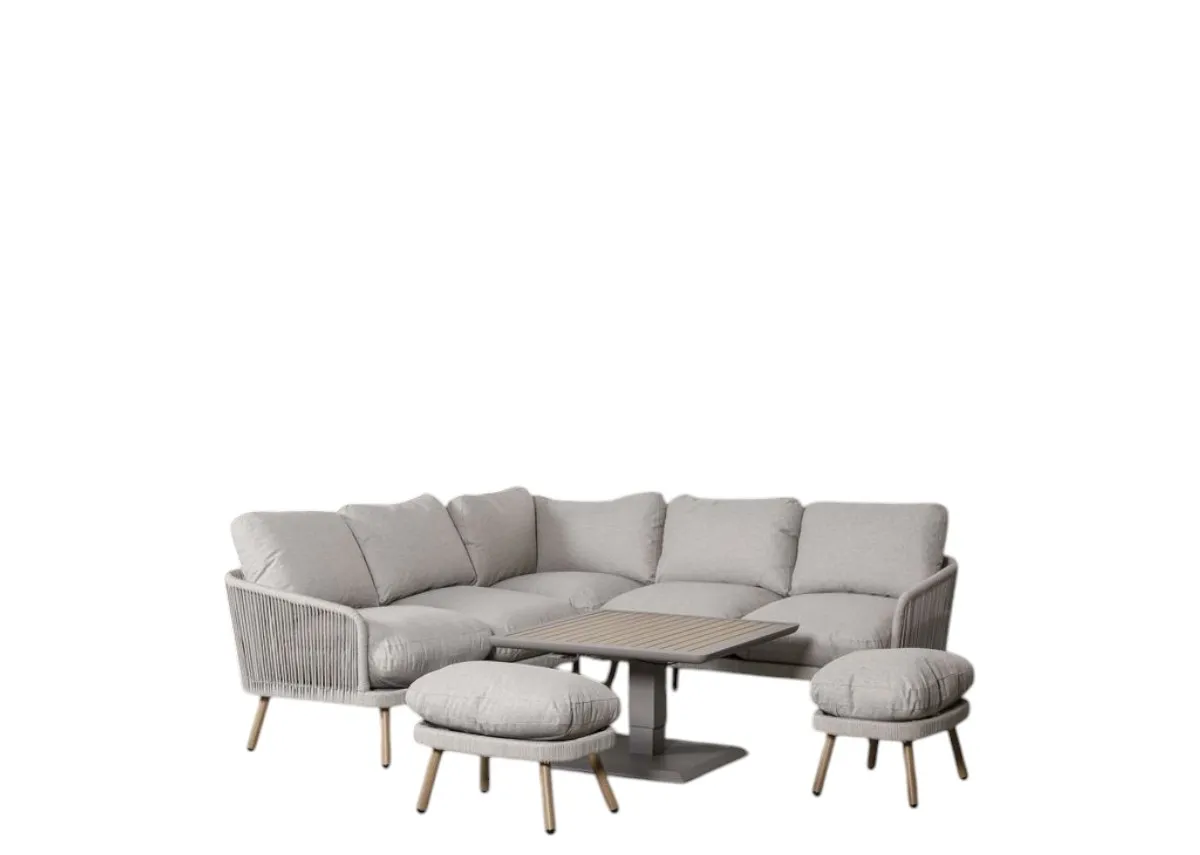 Grey Corner Garden Set with Rising Table - Bologna