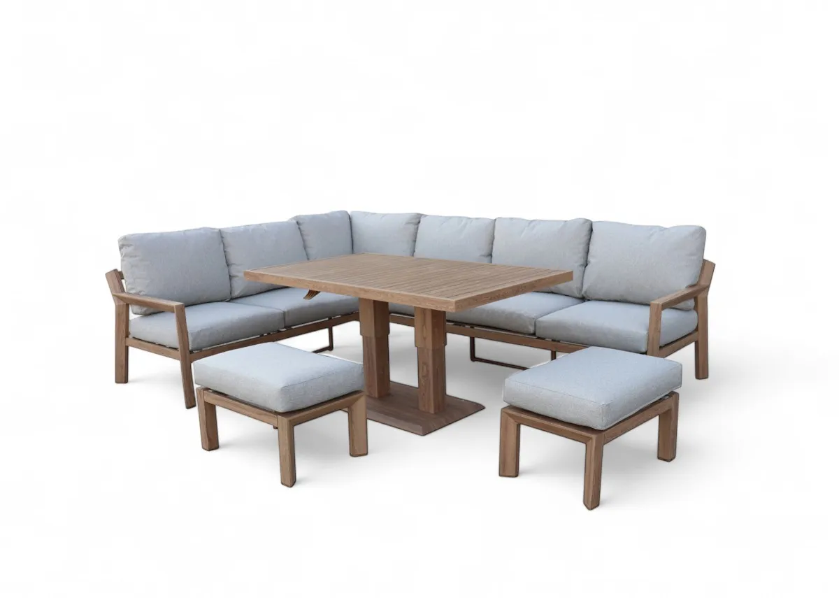 Corner Garden Set with Rising Table - Bordeaux