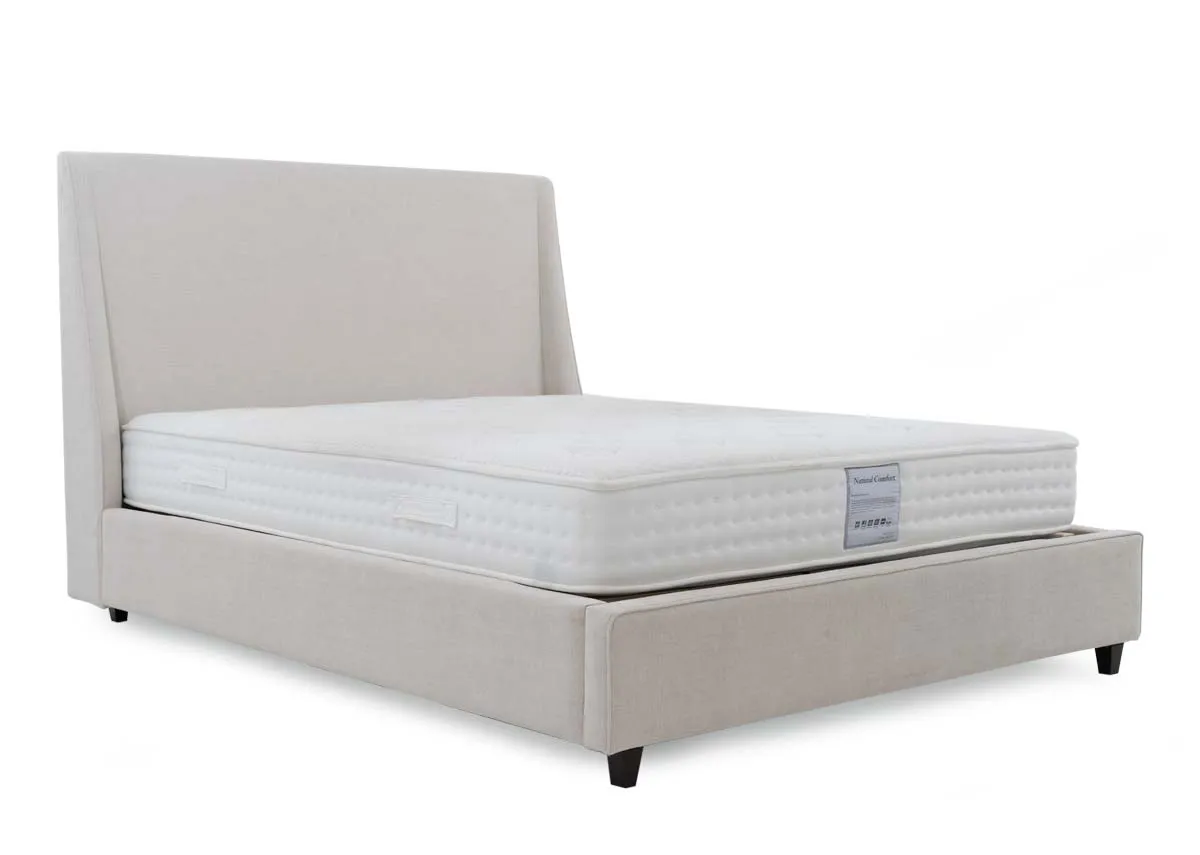 King Size (5ft) Beige Fabric Bed Frame - Saoirse