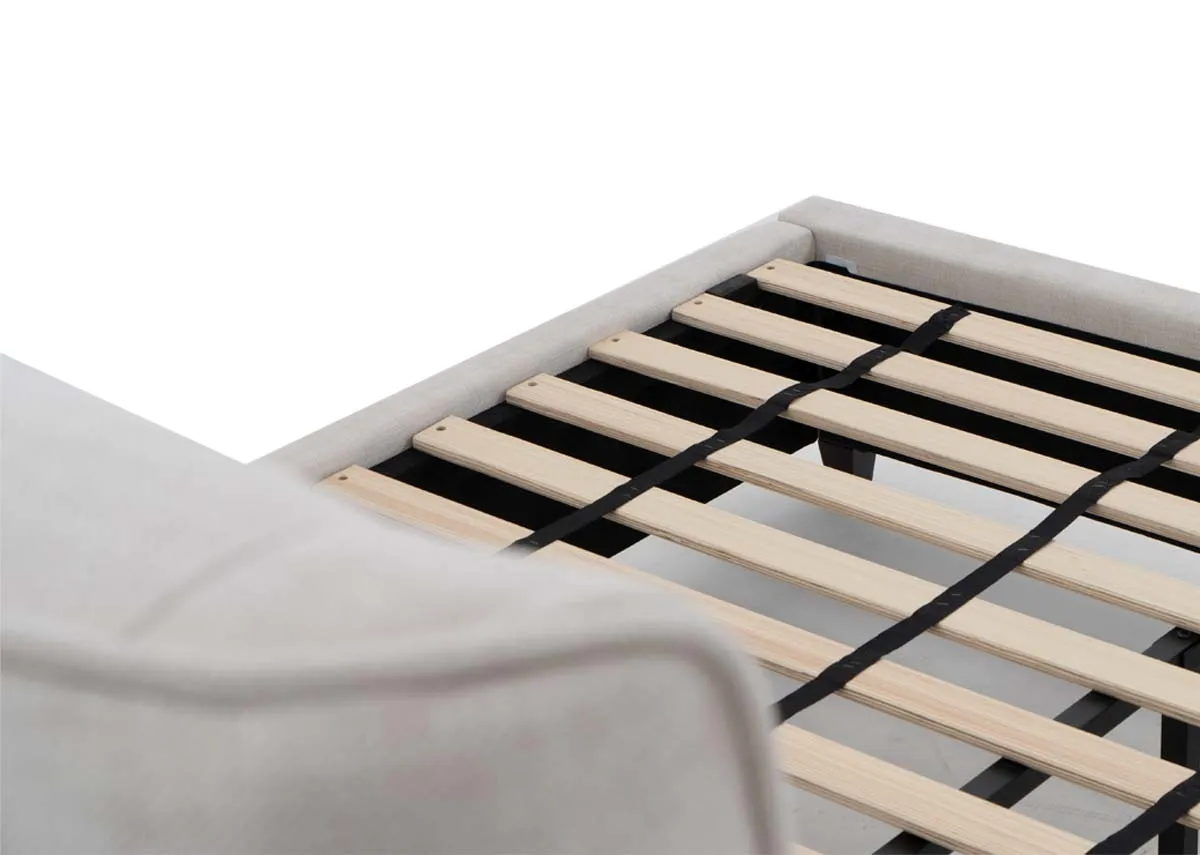 A lifestyle image of the Saoirse bed with diva bookacse and locker with myla photo frames