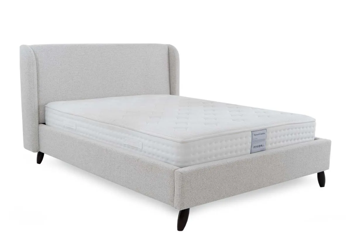 King Size (5ft) Light Grey Fabric Bed Frame - Marcello