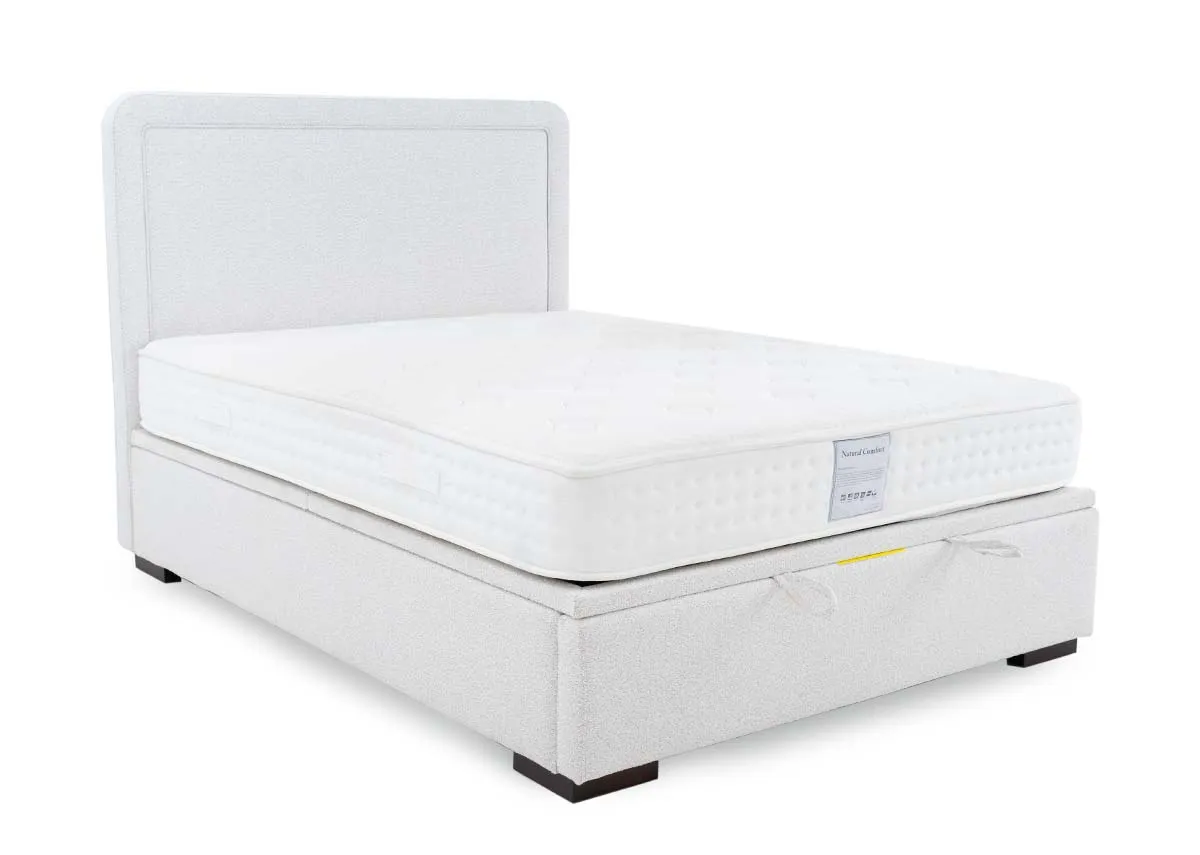 King Size (5ft) Cream Fabric Ottoman Bed - Malmo