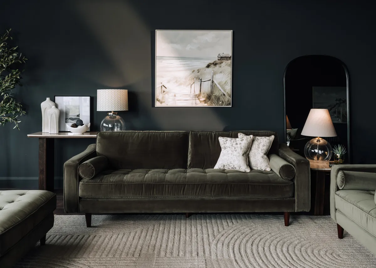 2.5 Seater Green Velvet Sofa - Genoa