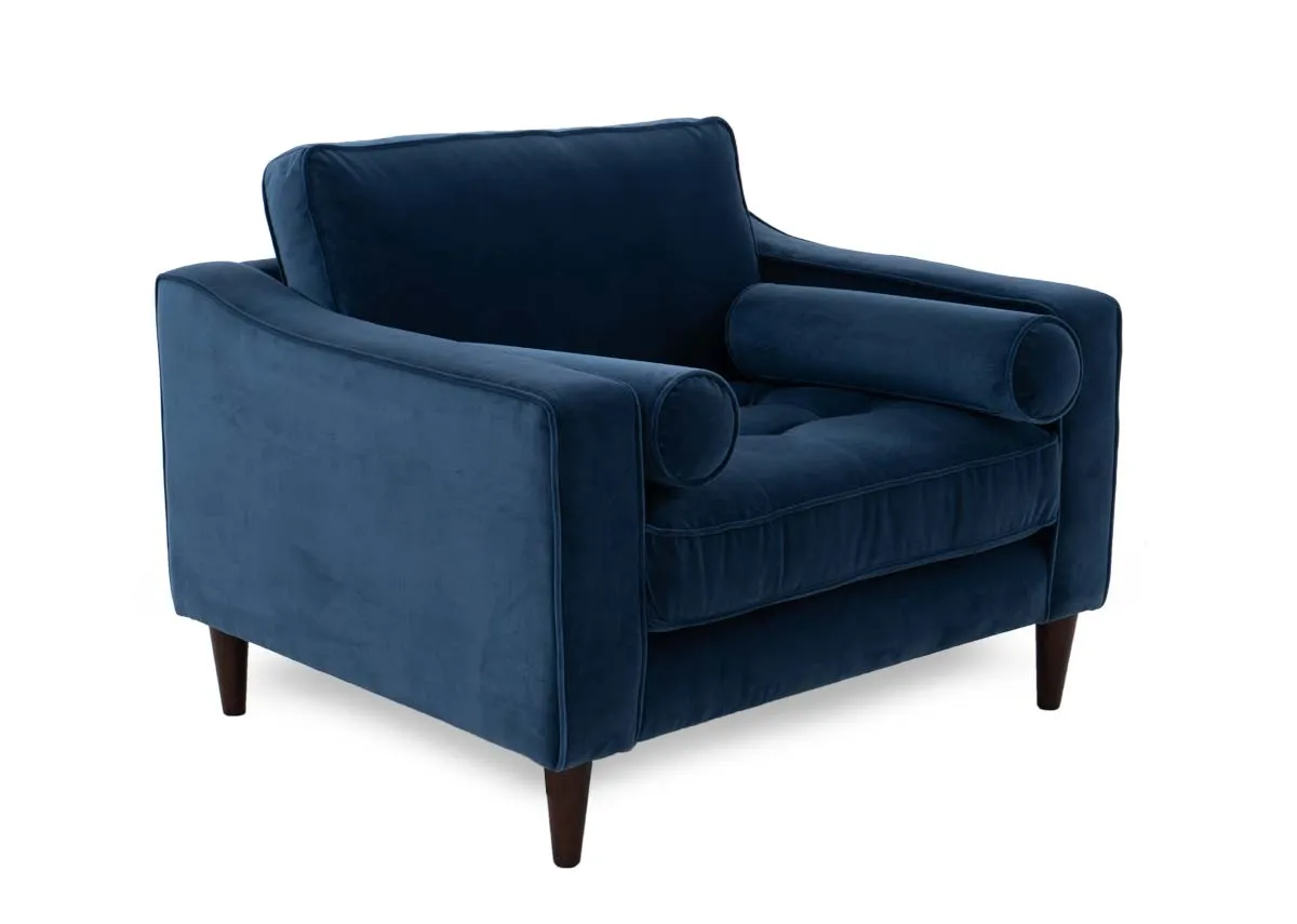 Blue Velvet Armchair - Genoa