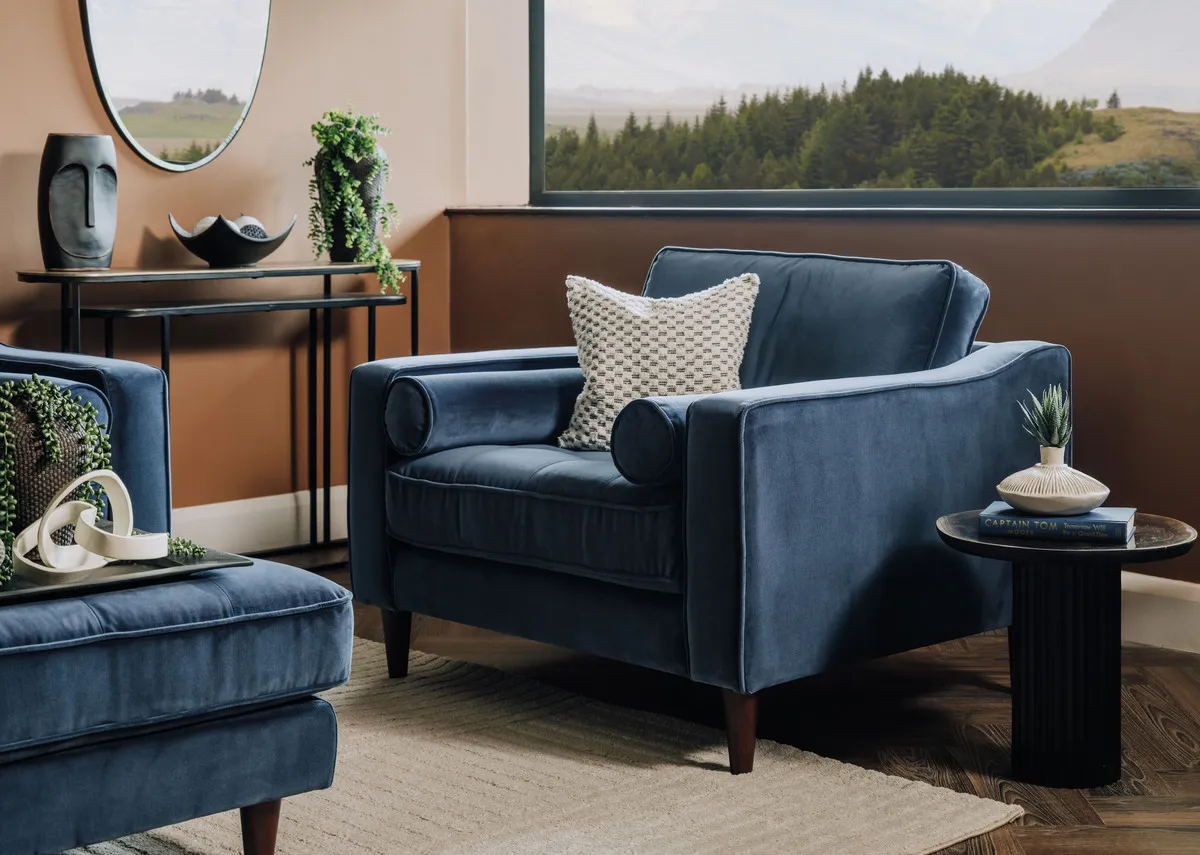 Blue Velvet Armchair - Genoa