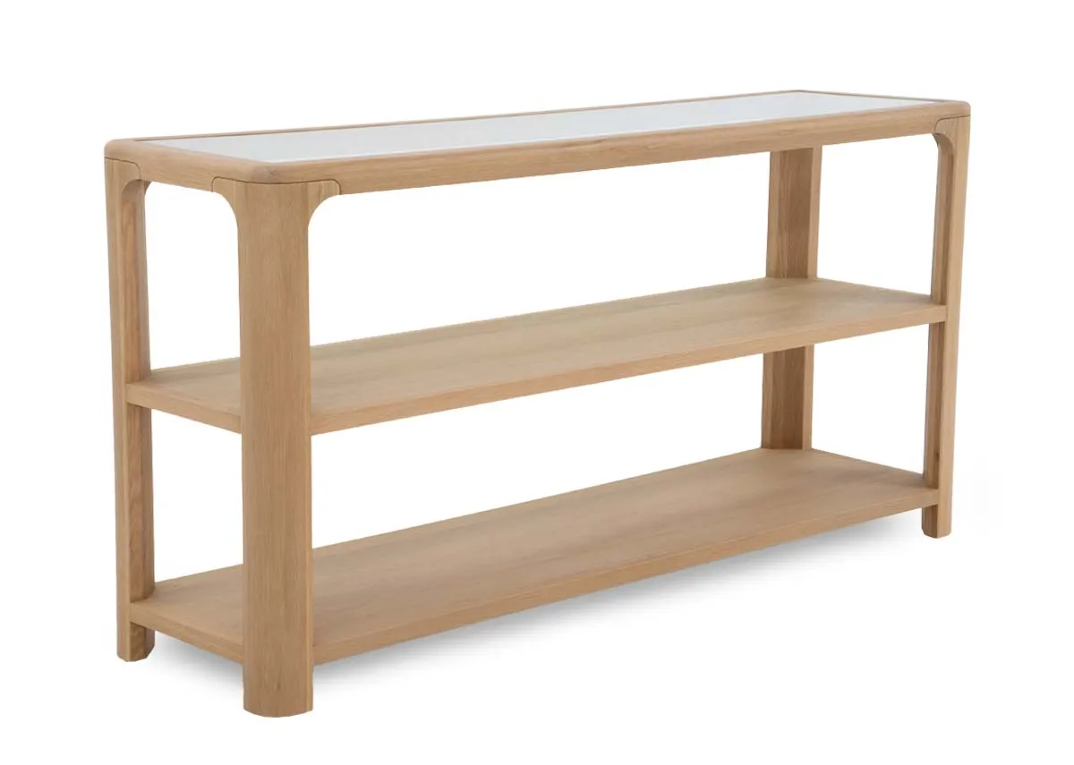 Oak Console Table with Glass Top - Gus