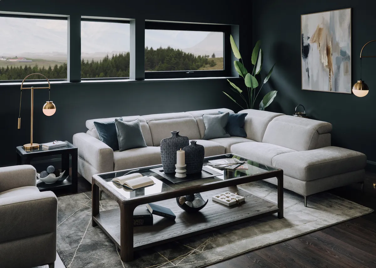 Brown Coffee Table with Glass Top - Bowie