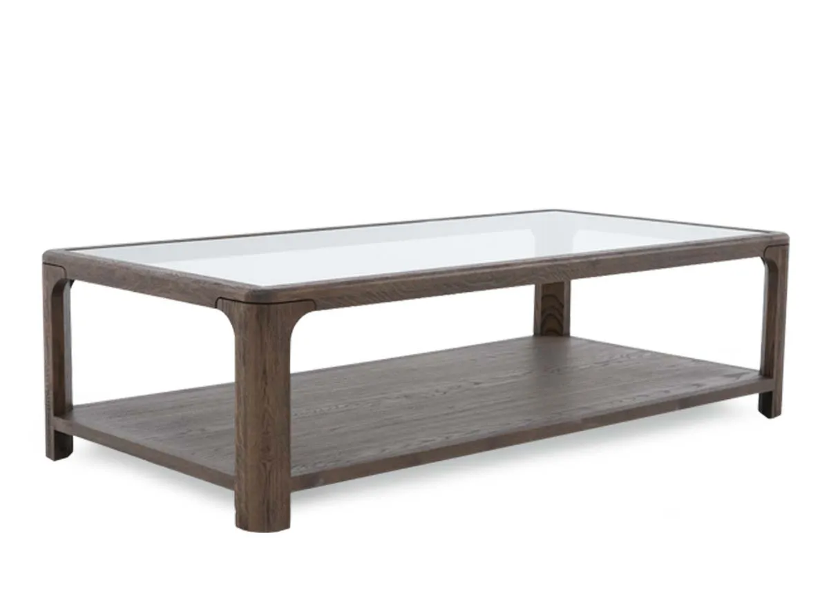 Brown Coffee Table with Glass Top - Bowie