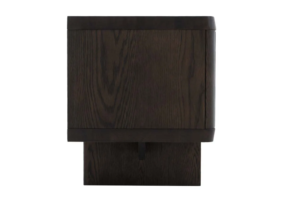 A dark brown 2 door tv unit from EZ Livings Rimini range. Side view